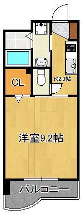 エヴァーグリーンM(1K/7階)の間取り写真