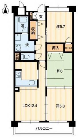 パールリバー(3LDK/2階)の間取り写真