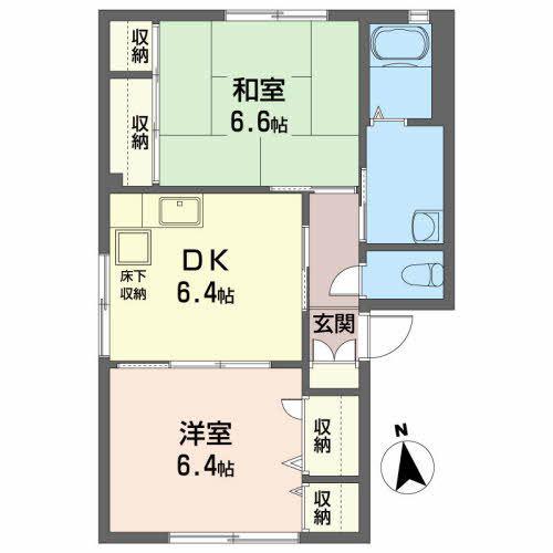 アップルコートB(2DK/1階)の間取り写真