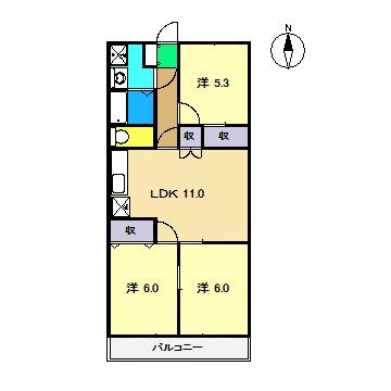 セーブ大谷(3LDK/4階)の間取り写真