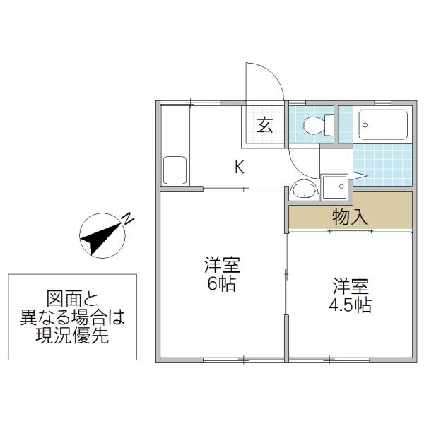 パナハイツ緑岡(1K/1階)の間取り写真