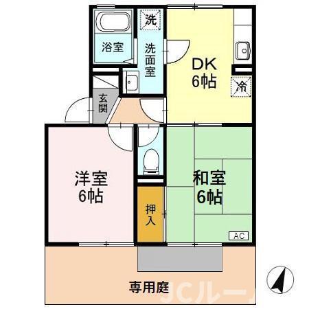 ヴィラ・ベルデベルA(2DK/1階)の間取り写真