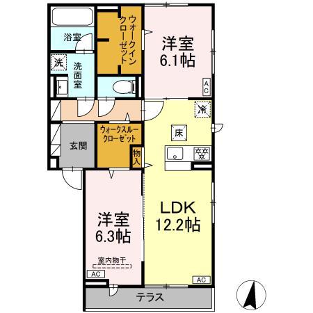 クラスペディア(2LDK/1階)の間取り写真