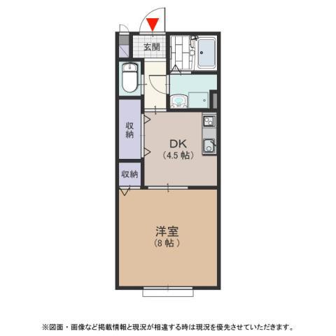 ヒルズシンシアI(1DK/1階)の間取り写真