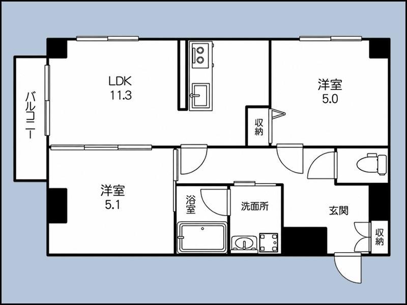 KAYA SUMI TOPIA(2LDK/4階)の間取り写真