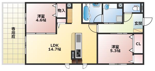 D-ROOM上ノ丸(2LDK/2階)の間取り写真
