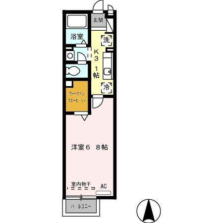 セジュール各務原(1K/2階)の間取り写真