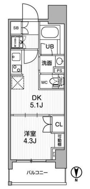 NIDO KAMATA(1DK/13階)の間取り写真