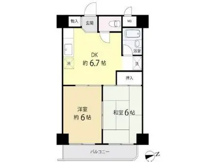 王子スカイパレス(2DK/3階)の間取り写真