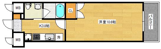 ウイング稲荷町(1K/6階)の間取り写真