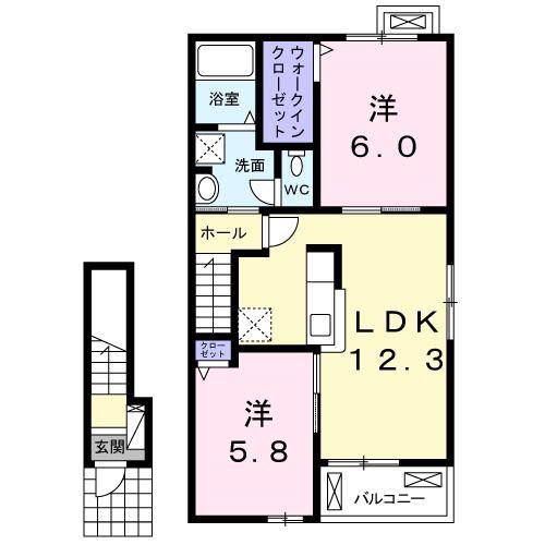 ベル エール(2LDK/2階)の間取り写真