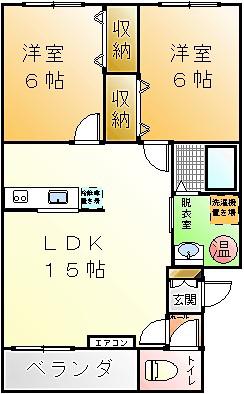 Mハイツ日の出2(2LDK/3階)の間取り写真
