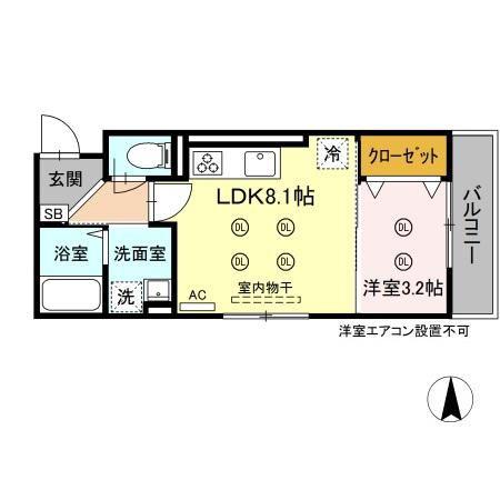 プリエールSAYA(1LDK/1階)の間取り写真