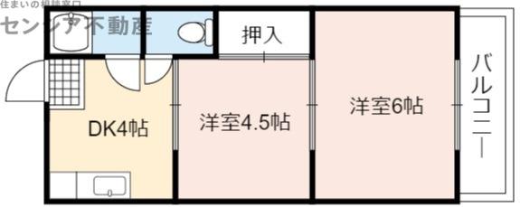 コーポ三原I(2DK/3階)の間取り写真