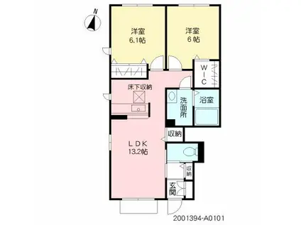 フォレナミユキ A棟(2LDK/1階)の間取り写真