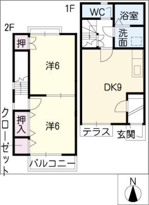 CONFOR野口(2DK/2階)の間取り写真