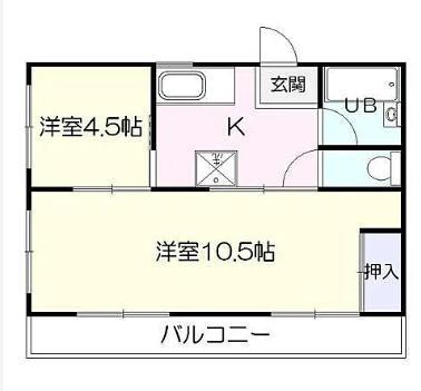 錦江谷山ハイツ(2K/4階)の間取り写真