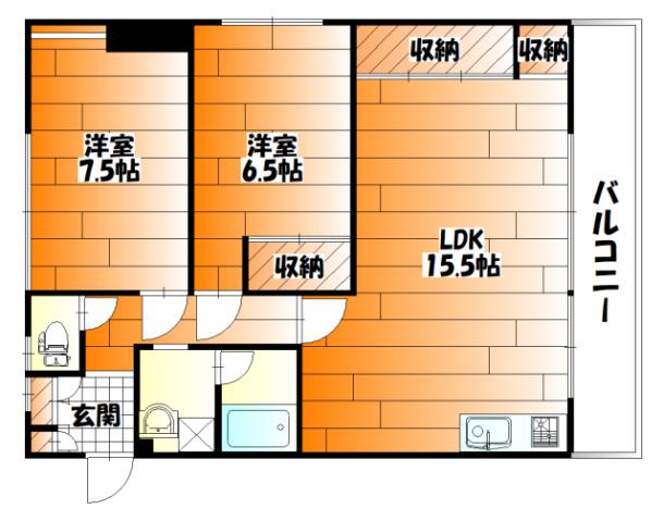 河原マンション(2LDK/5階)の間取り写真