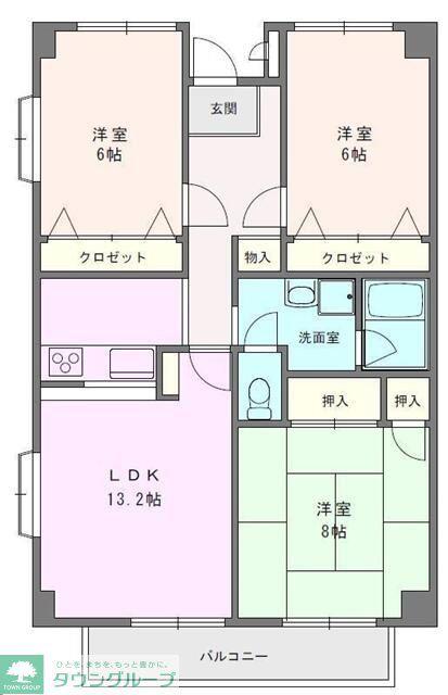 サンクレール(3LDK/3階)の間取り写真