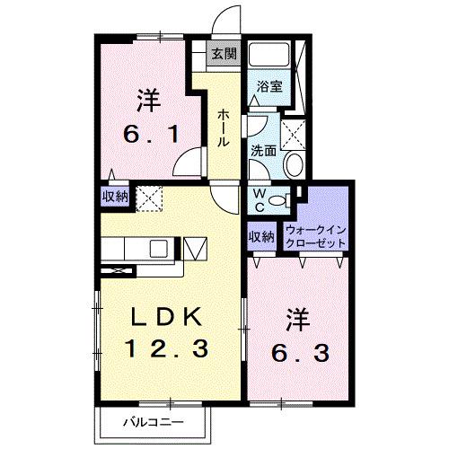 コリーヌSSI(2LDK/1階)の間取り写真