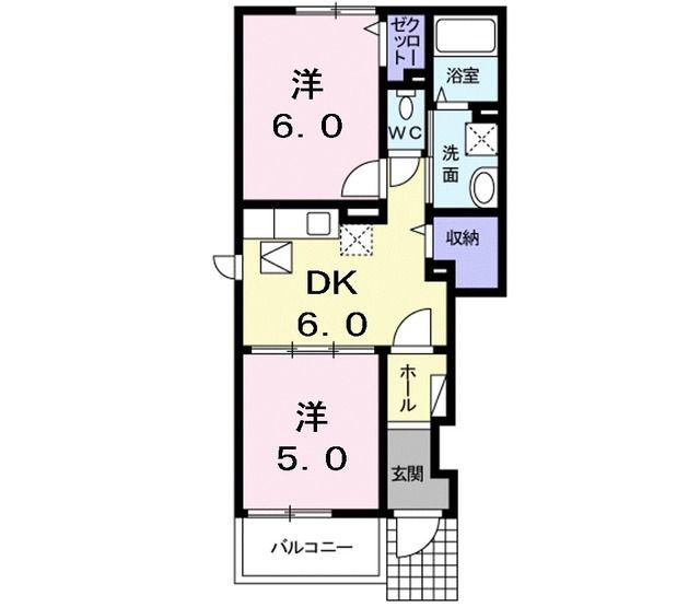 ライト スプリング(2DK/1階)の間取り写真