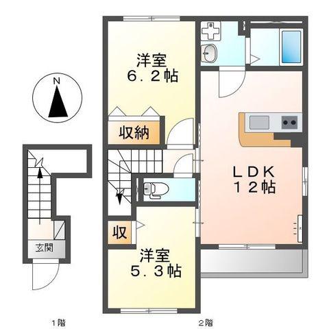 メタモルフォーゼ(2LDK/2階)の間取り写真