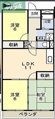 南方パークマンション(3LDK/5階)の間取り写真