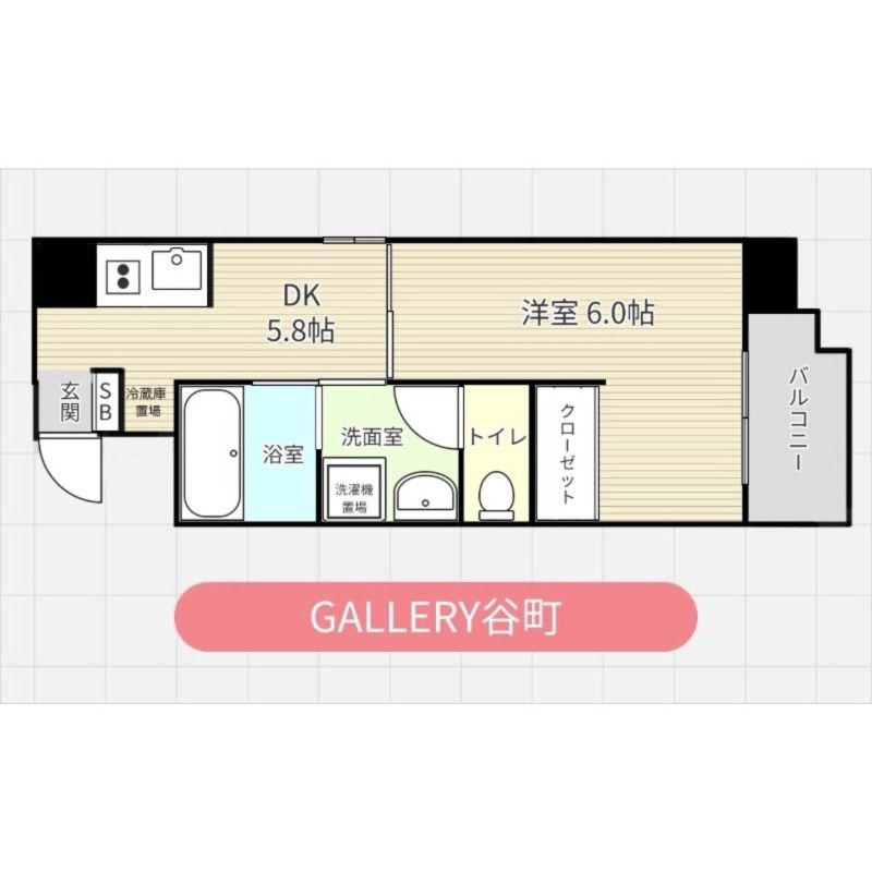 GALLERY谷町(1DK/3階)の間取り写真