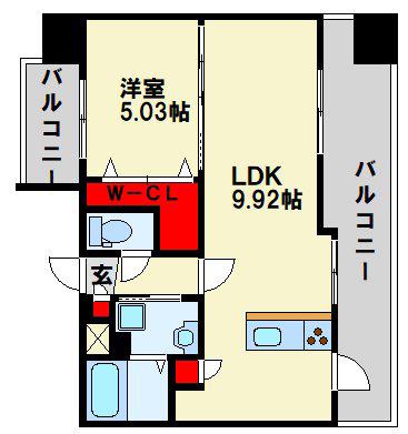ギャラン鷹の巣(1LDK/3階)の間取り写真