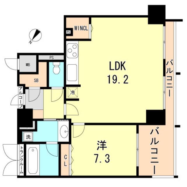 アパタワーズ神戸三宮(1LDK/15階)の間取り写真