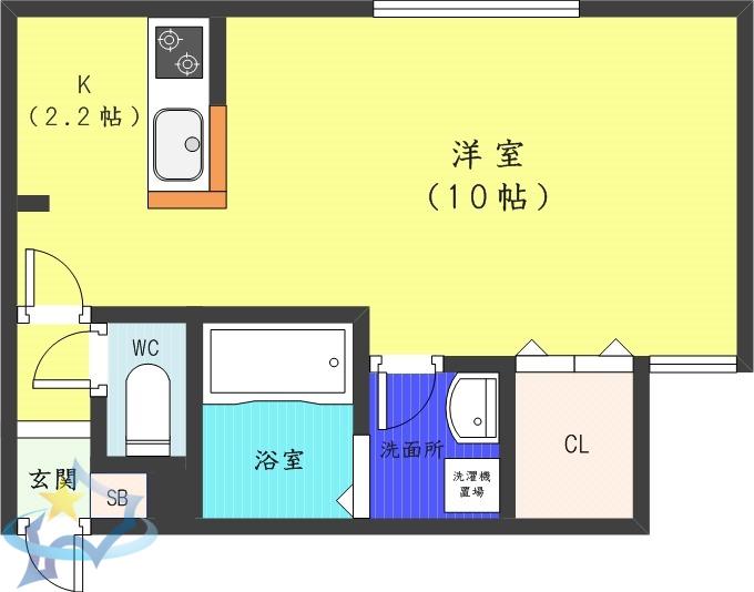 GARDEN サウス 1(1K/3階)の間取り写真