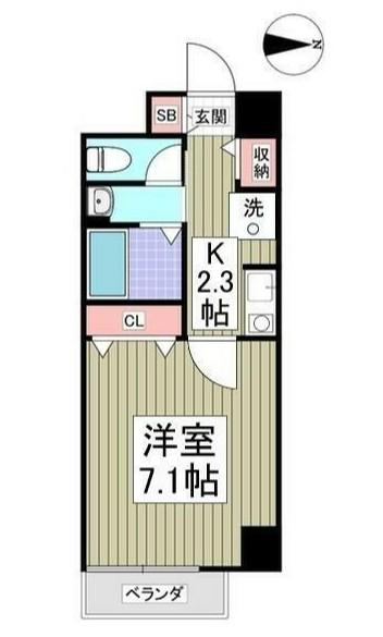 ファージェ立石(1K/1階)の間取り写真