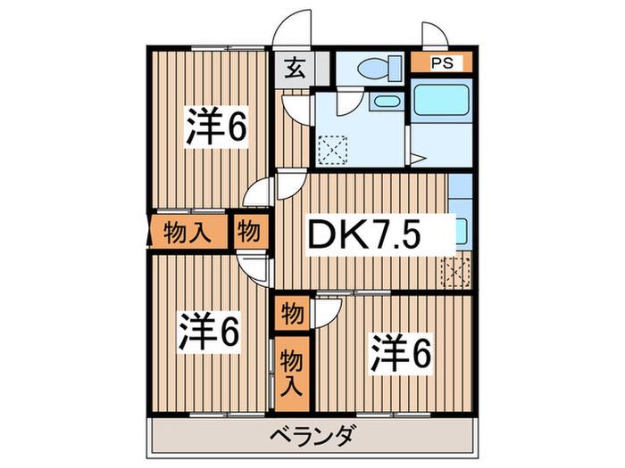 エトワール湘南(3DK/2階)の間取り写真