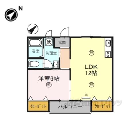 シャルムキリムラ(1LDK/2階)の間取り写真