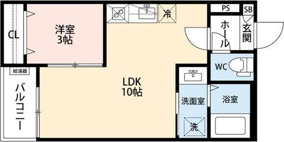 GRANDBLUENAGASUKA II(1LDK/2階)の間取り写真