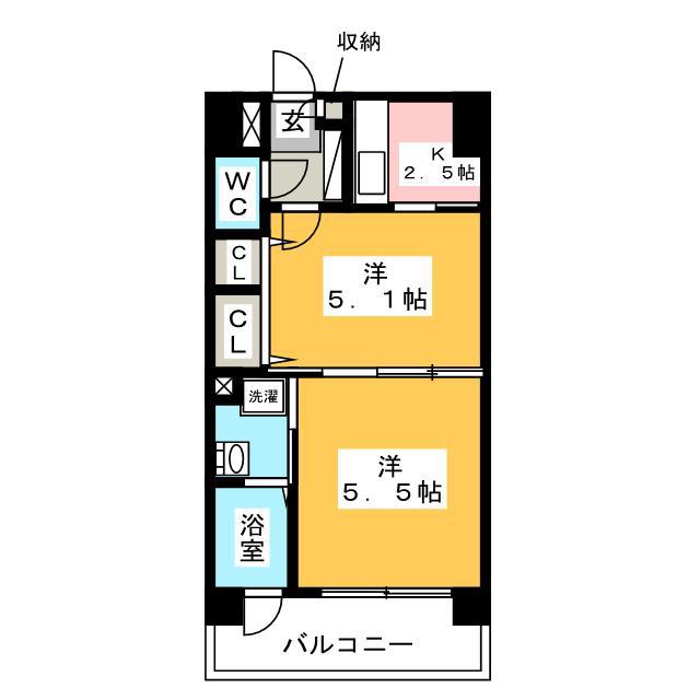 エンクレスト薬院LUCE(2K/2階)の間取り写真
