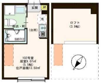エパルレジデンス(ワンルーム/1階)の間取り写真