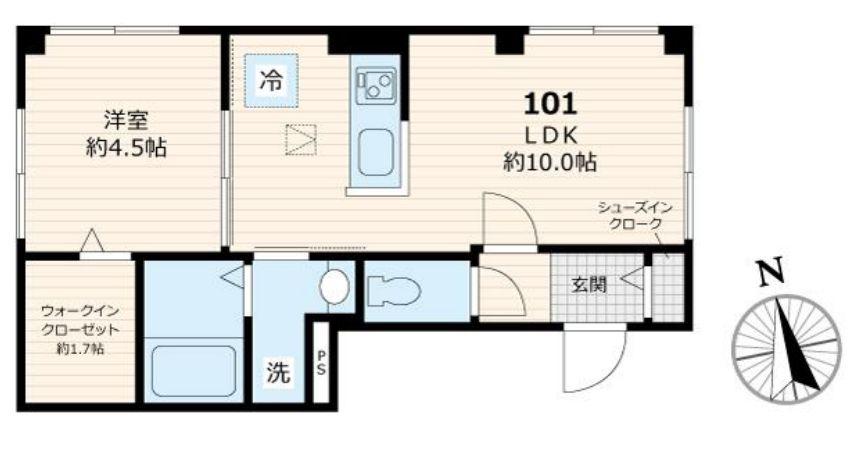 MAISON BLANCHE メゾンブランシュ(1LDK/1階)の間取り写真