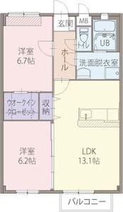 PRECIAUS ONE 弐番館(2LDK/1階)の間取り写真