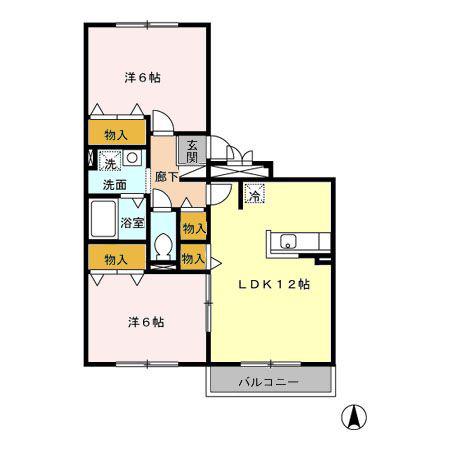 サンモール六実(2LDK/2階)の間取り写真