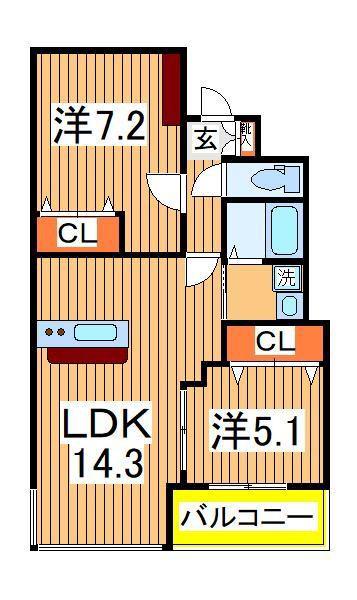 インぺリアル・エム(2LDK/3階)の間取り写真