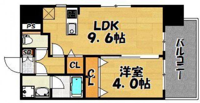 ウインステージ博多駅南(1SLDK/10階)の間取り写真