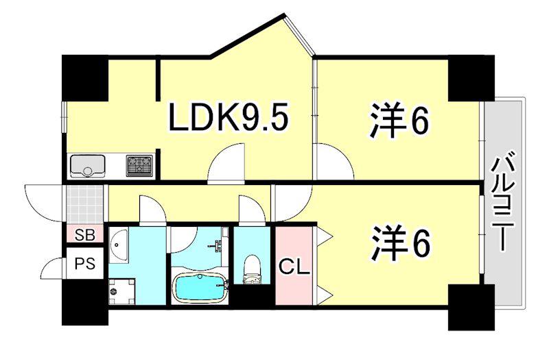 BGC難波タワー(2LDK/11階)の間取り写真