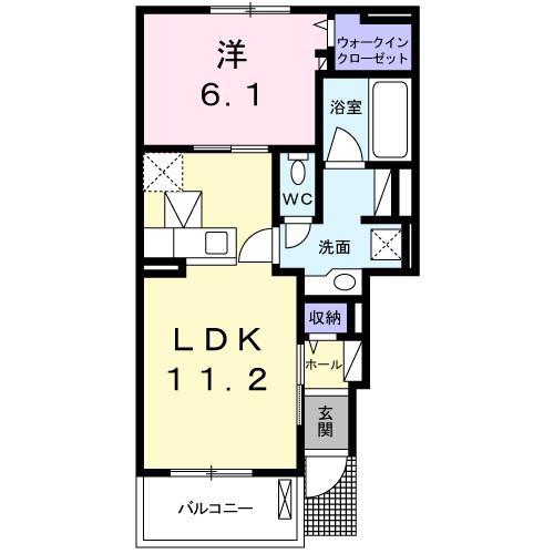 フェリス・ペロー(1LDK/1階)の間取り写真