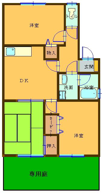 ソフィア清水B棟(3DK/1階)の間取り写真