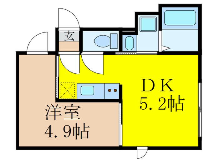 リス ブラン東新宿(1DK/1階)の間取り写真