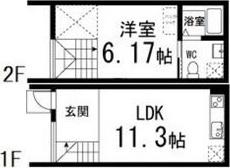 ALBERO若林(1LDK/1階)の間取り写真