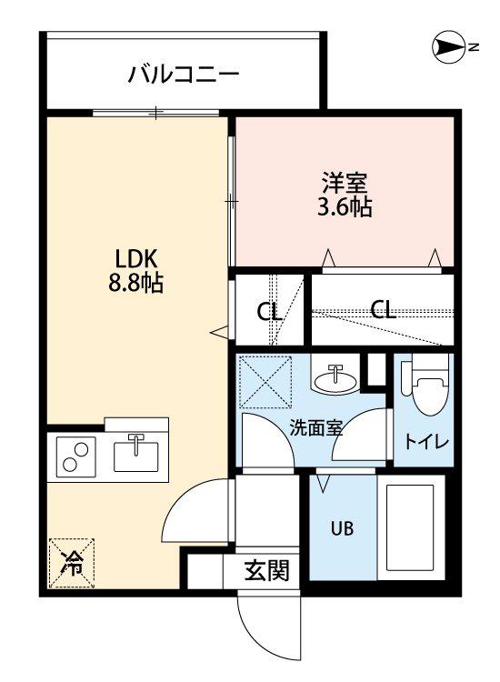 MIA CASA十一番町(1LDK/2階)の間取り写真