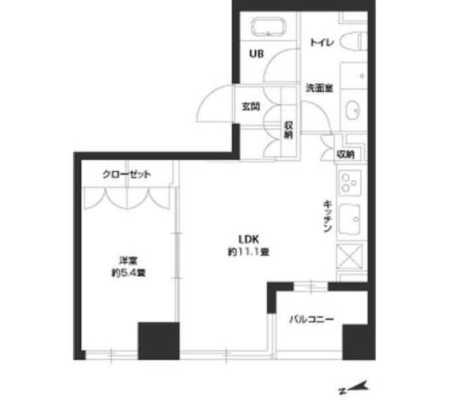 パークキューブ銀座イースト(1LDK/4階)の間取り写真