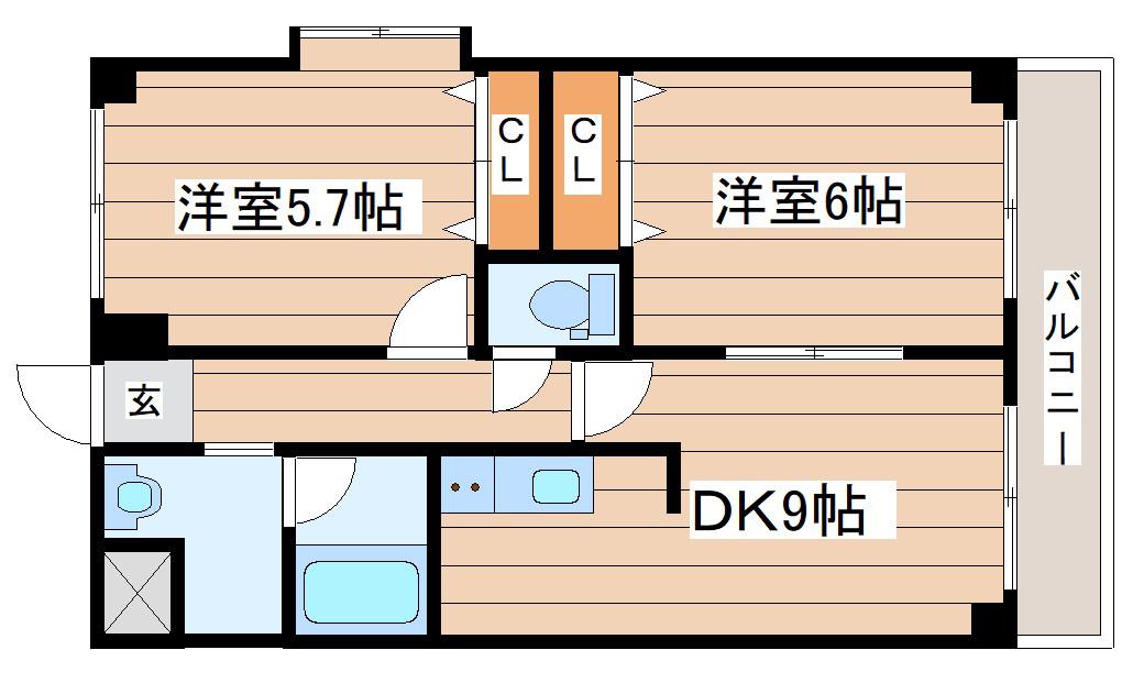 エトワールST(2DK/4階)の間取り写真